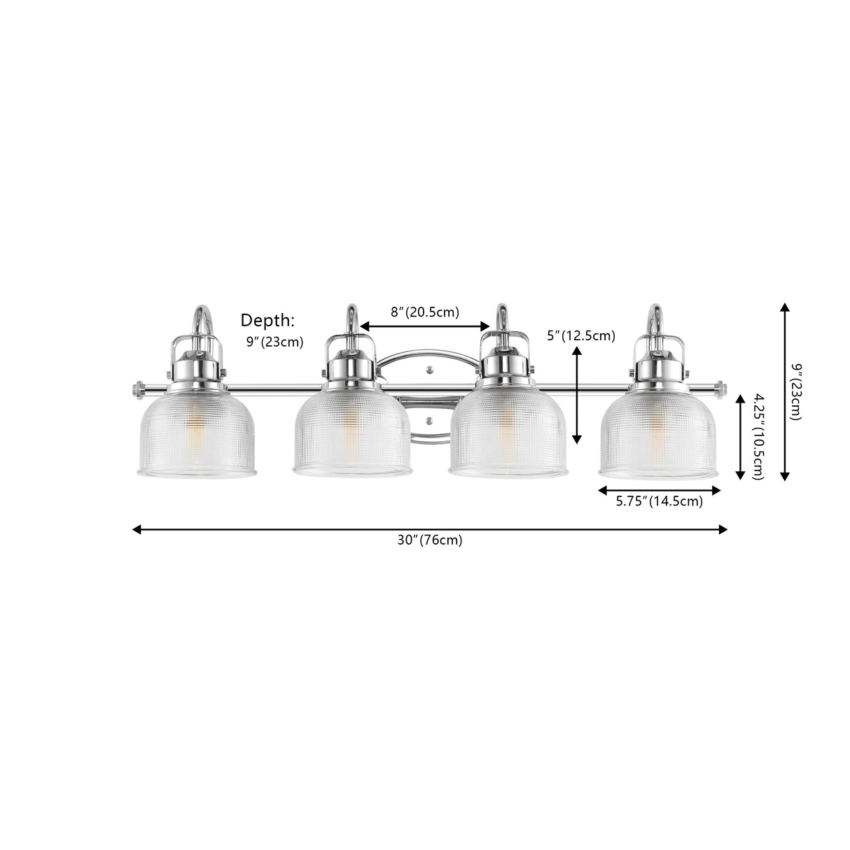 Virginia 4-Light Metal/Glass LED Vanity Light