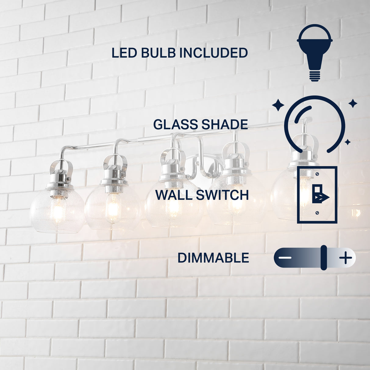 Shirley 5-Light Metal/Seeded Glass Vanity Light
