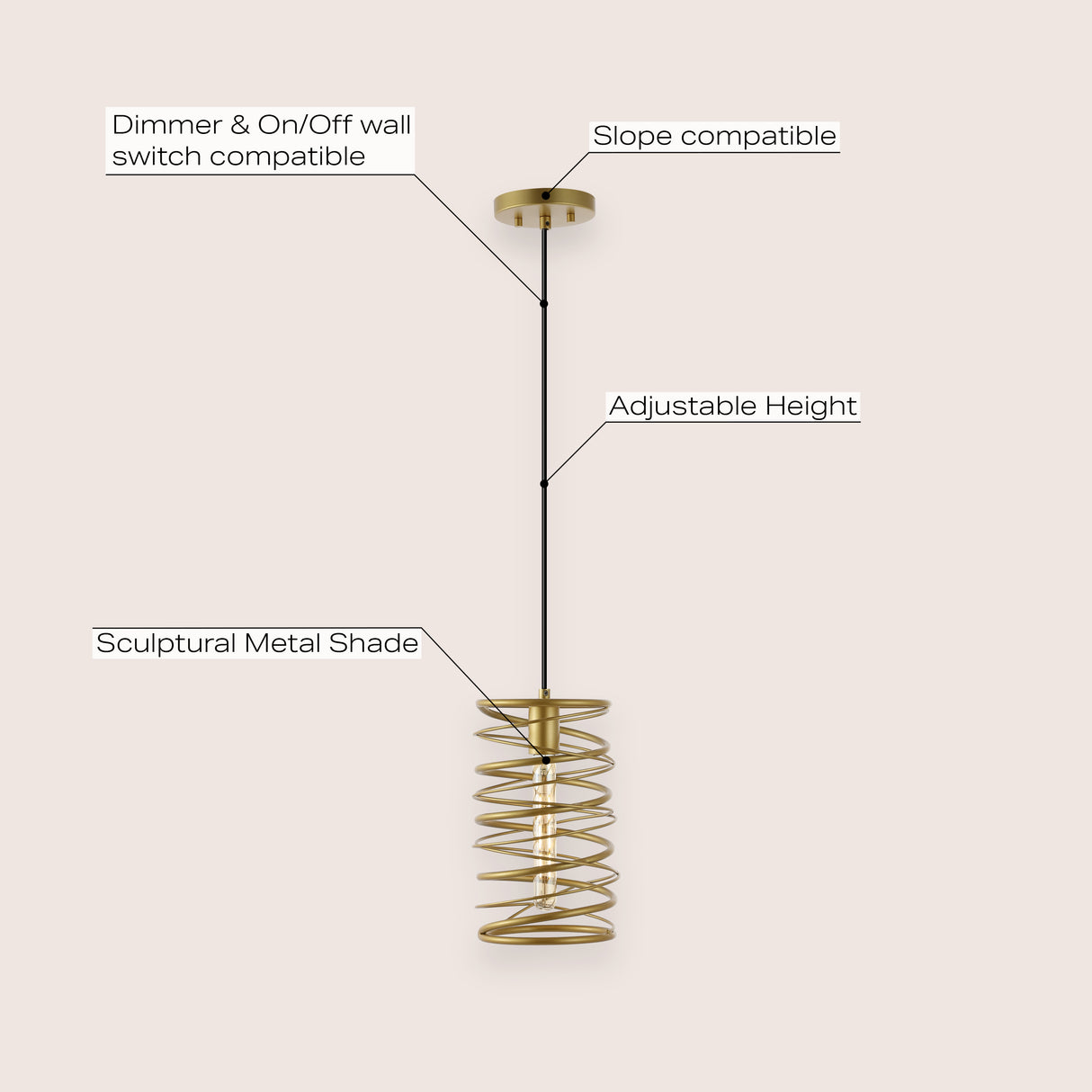 Helisa 1-Light Modern Contemporary Iron Spiral LED Pendant