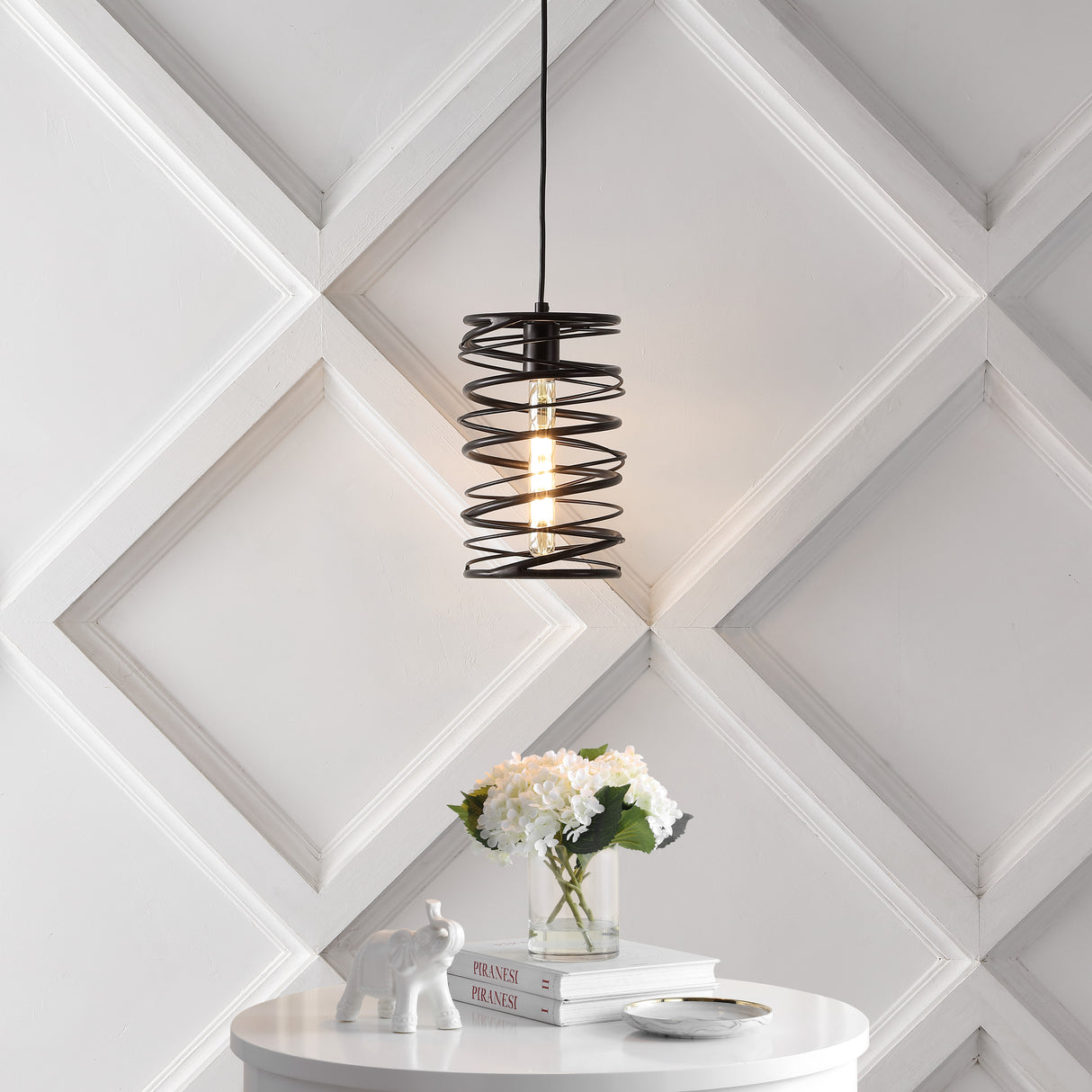 Helisa 1-Light Modern Contemporary Iron Spiral LED Pendant