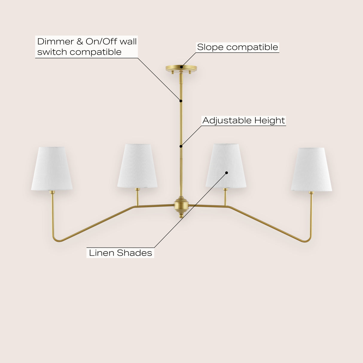 Signe 4-Light Classic Minimalist Iron Linear LED Pendant