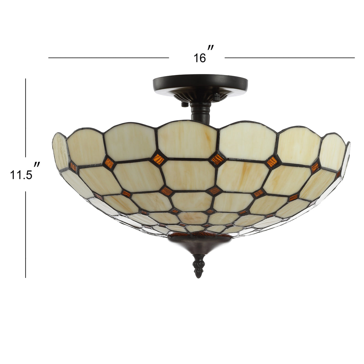 Jennifer Tiffany-Style Glass/Metal LED Semi-Flush Mount