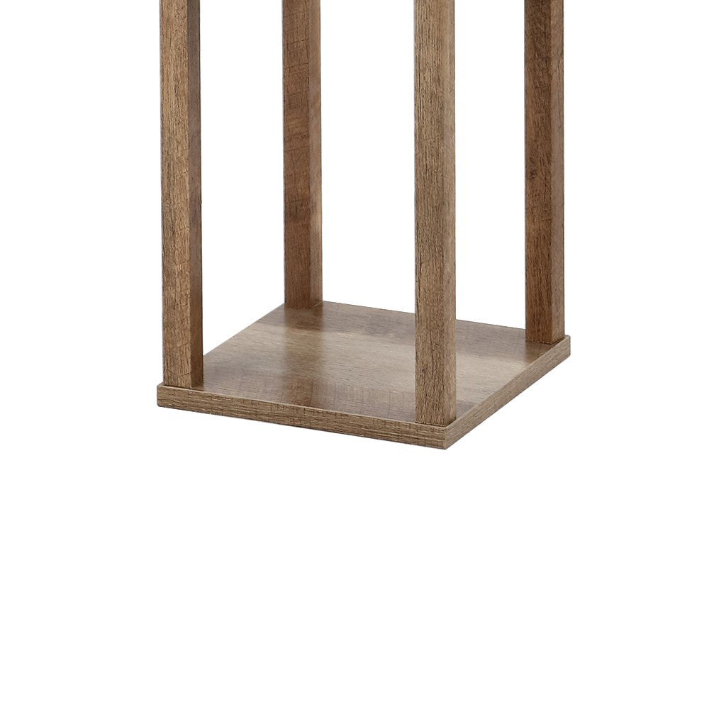 Etagere Rustic Bohemian Wooden LED 3-Shelf Floor Lamp with Pull-Chain