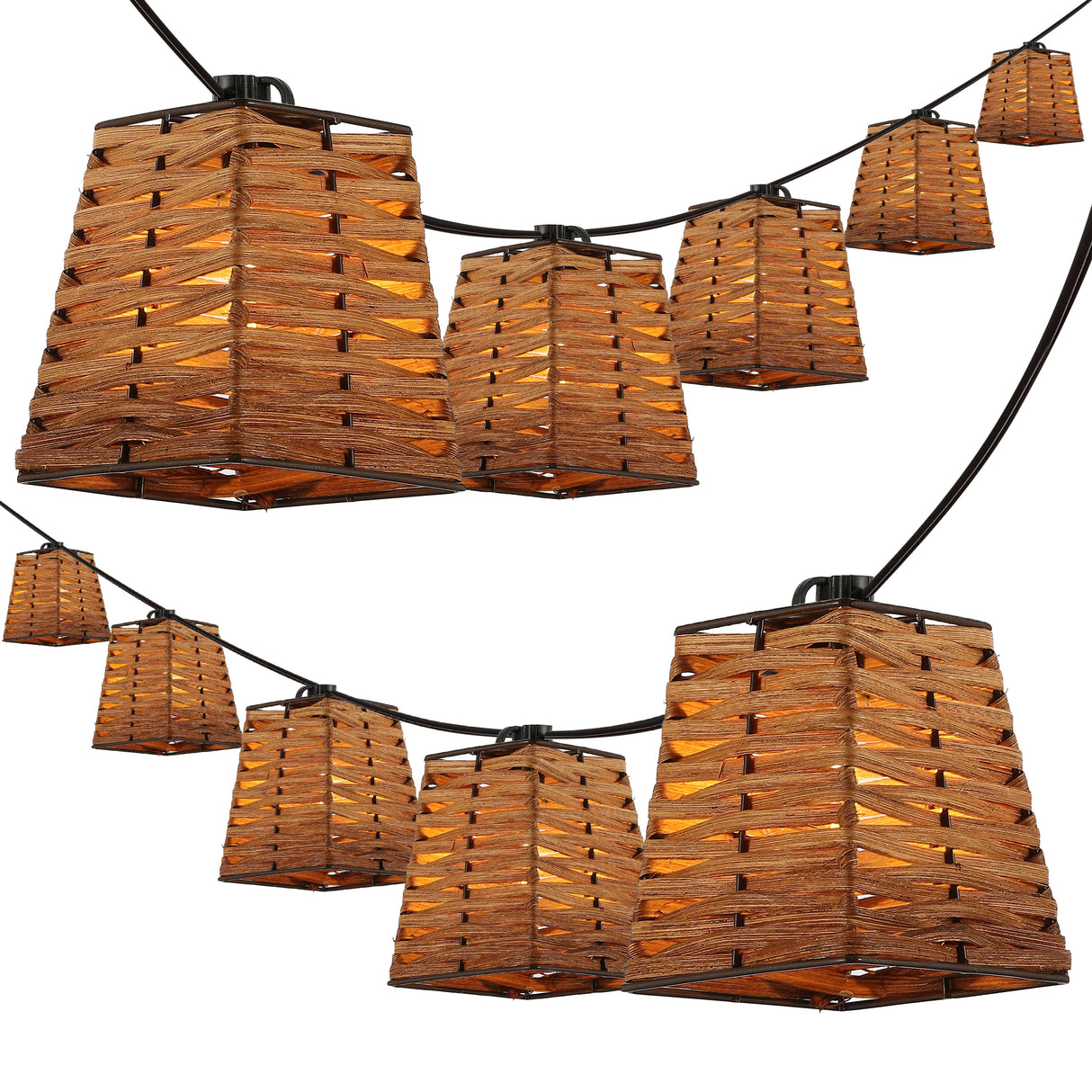 Classic Bamboo-Shade Outdoor String Lights
