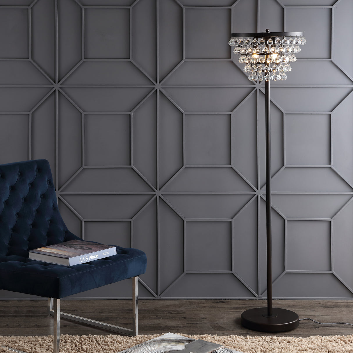 Jemma Crystal/Metal LED Floor Lamp