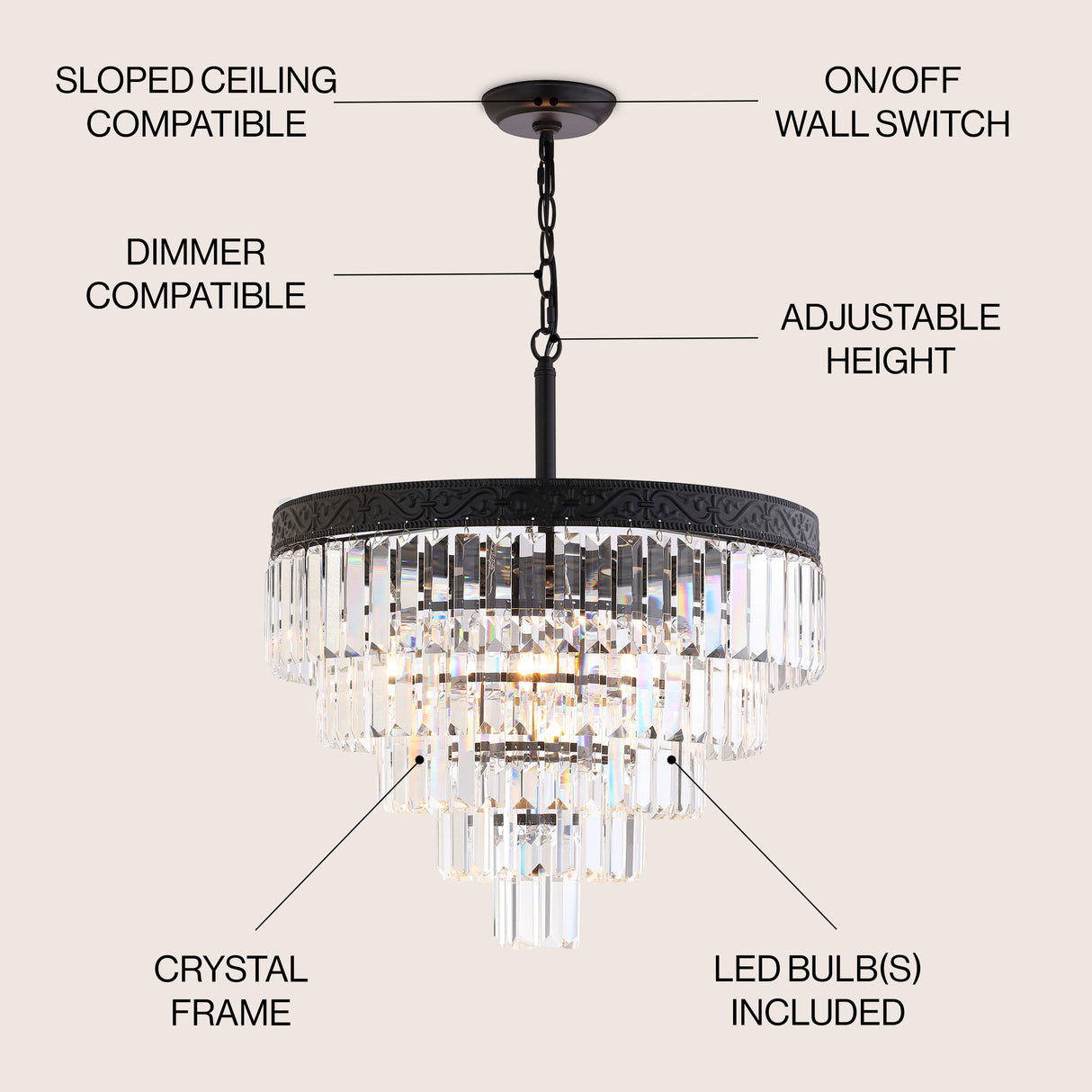 Wyatt 4-Light Crystal LED Chandelier