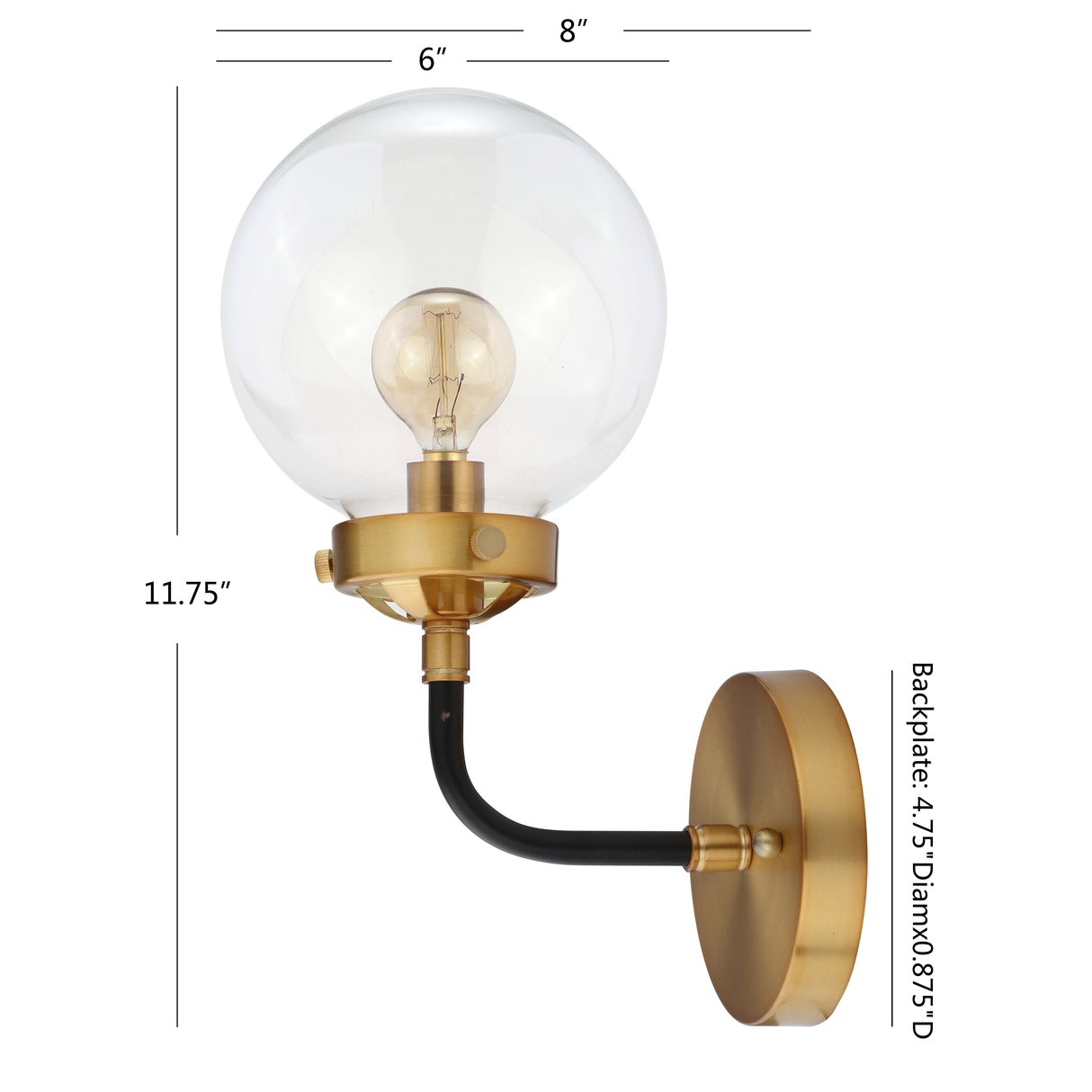Caleb 1-Light Contemporary Transitional Iron/Glass LED Vanity Light