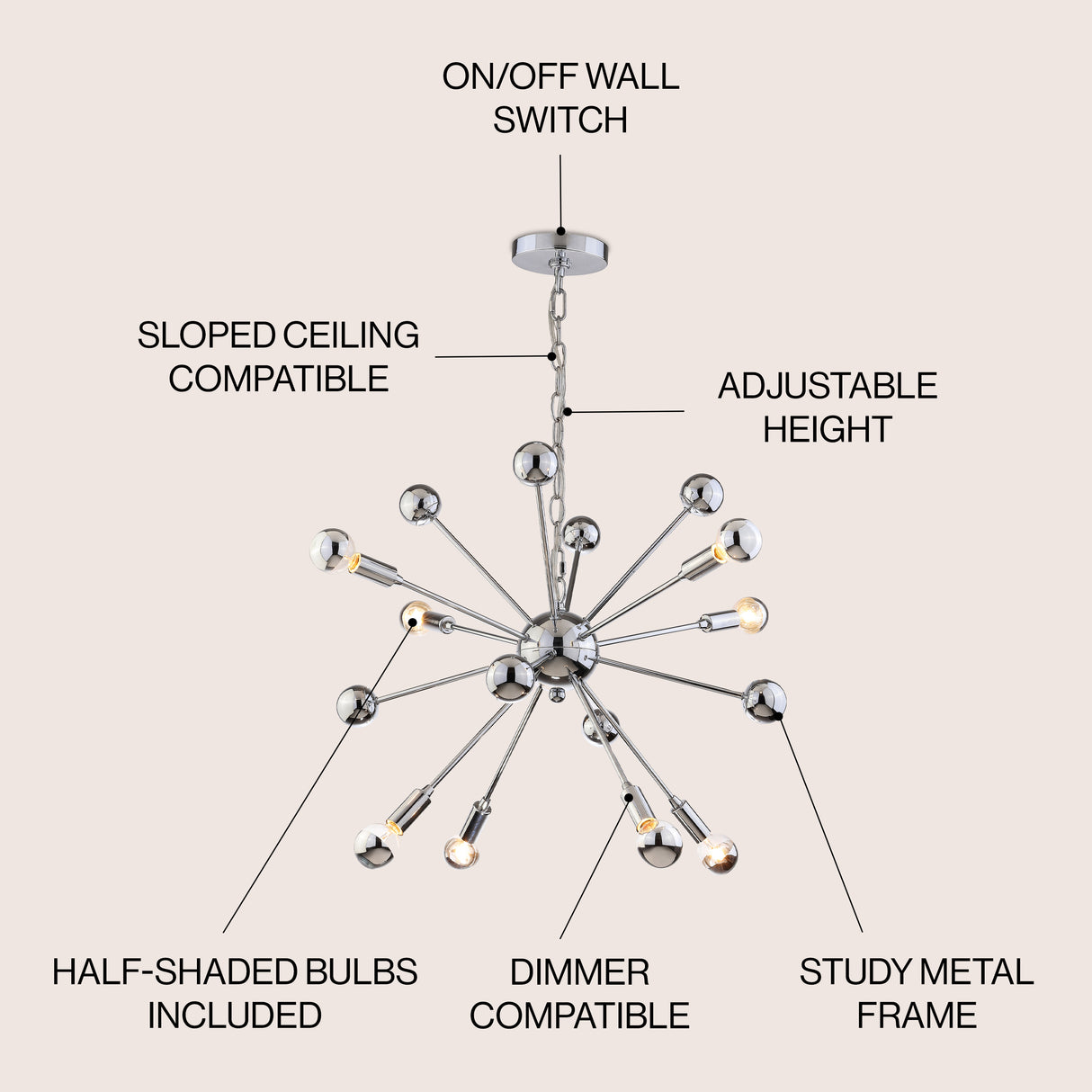 Glenn Metal Sputnik-Style LED Chandelier