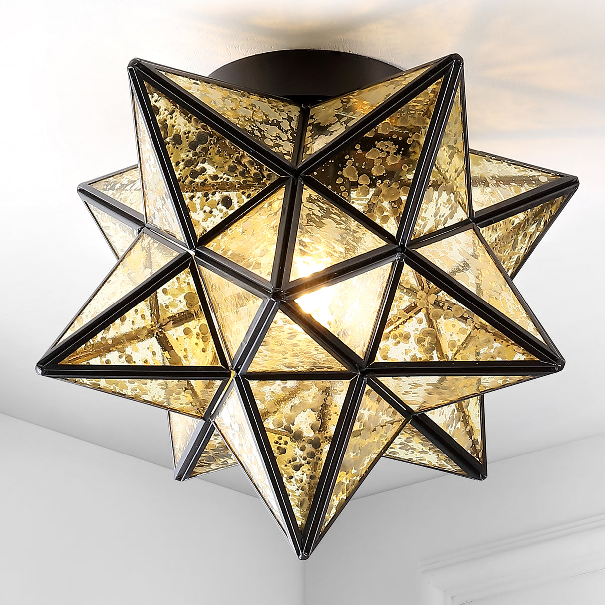 Stella Moravian Star Metal/Mercury Glass LED Flush Mount