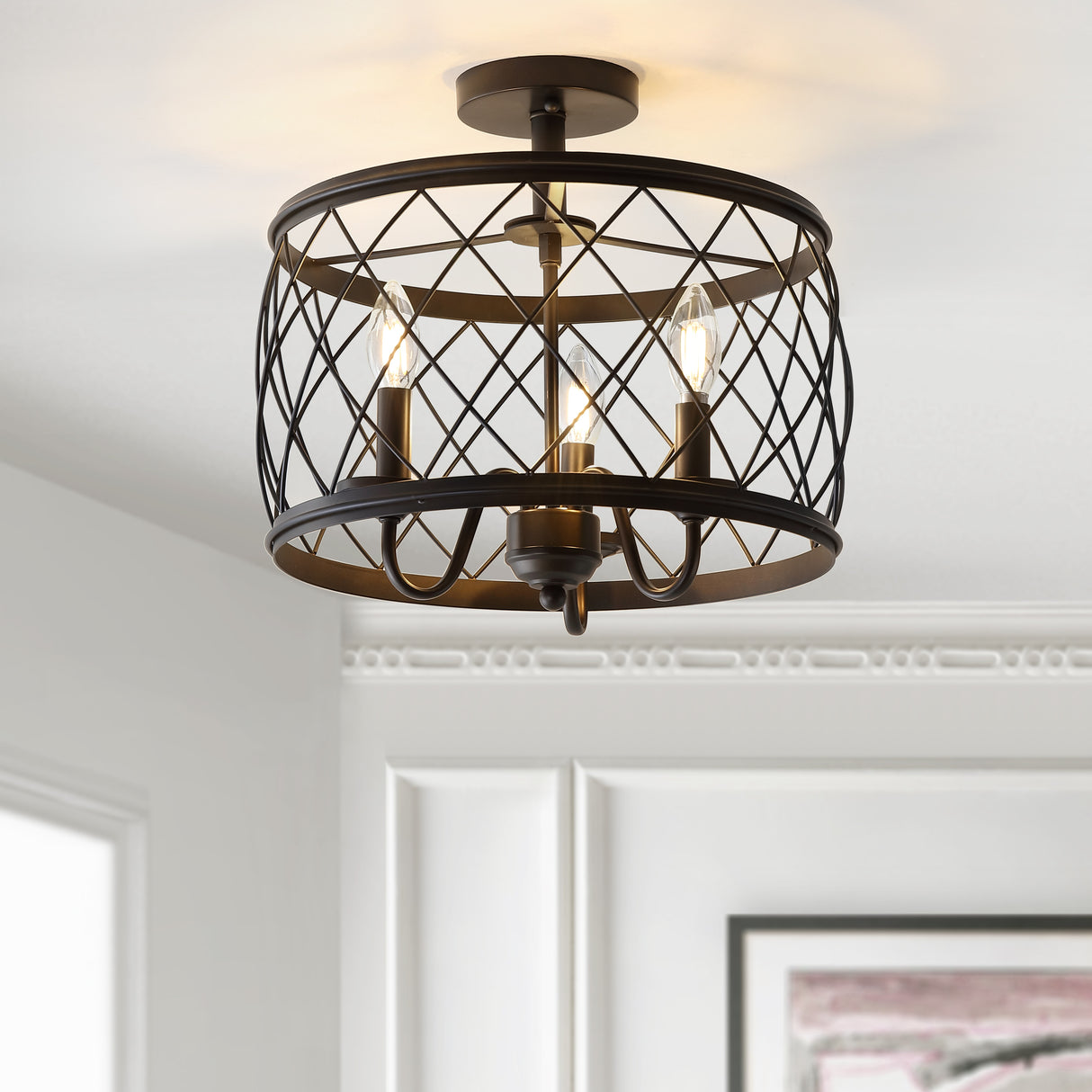 Eleanor 3-Light Metal LED Semi Flush Mount Ceiling Light