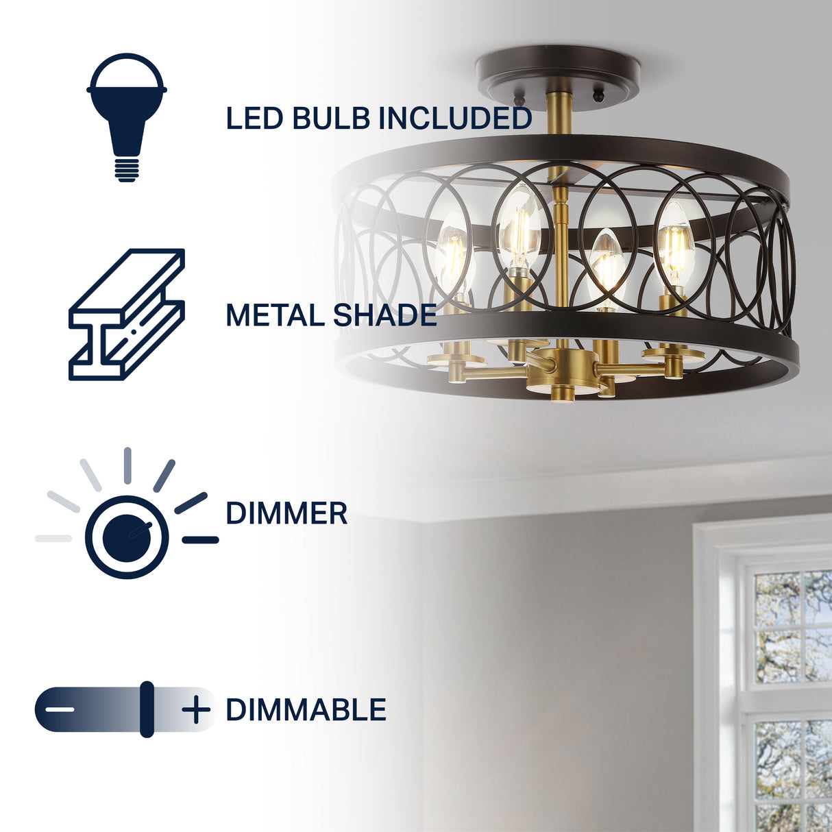 Sylvain Metal LED Semi-Flush Mount