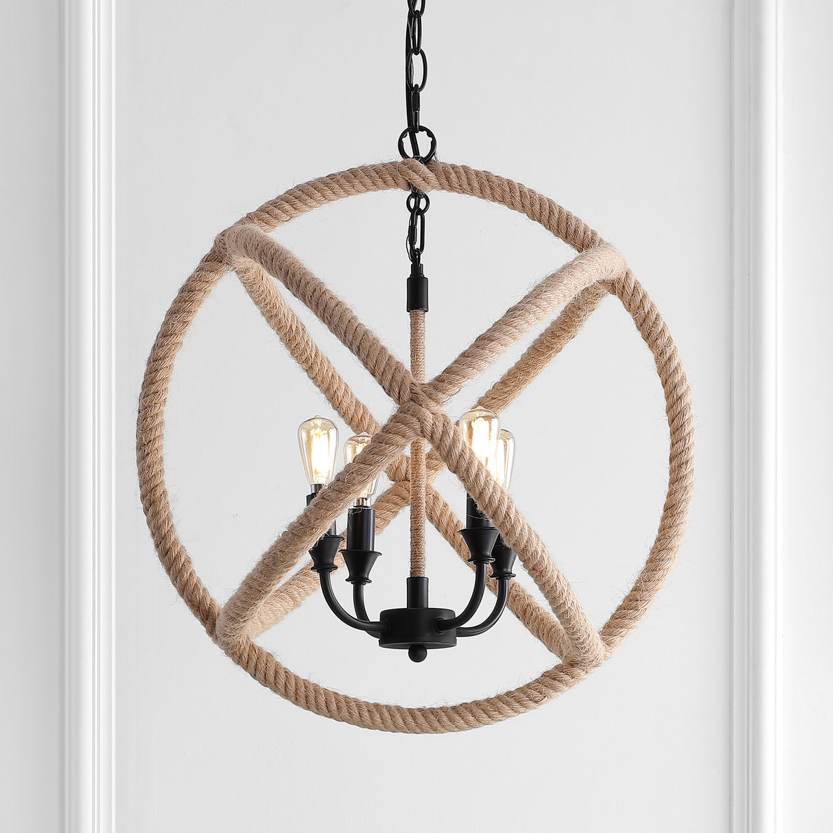 Soka Adjustable Globe Metal/Rope LED Pendant