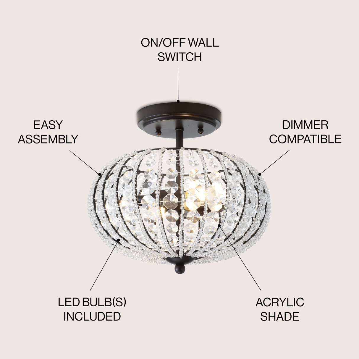 Catalina Metal /Acrylic LED Semi-Flush Mount