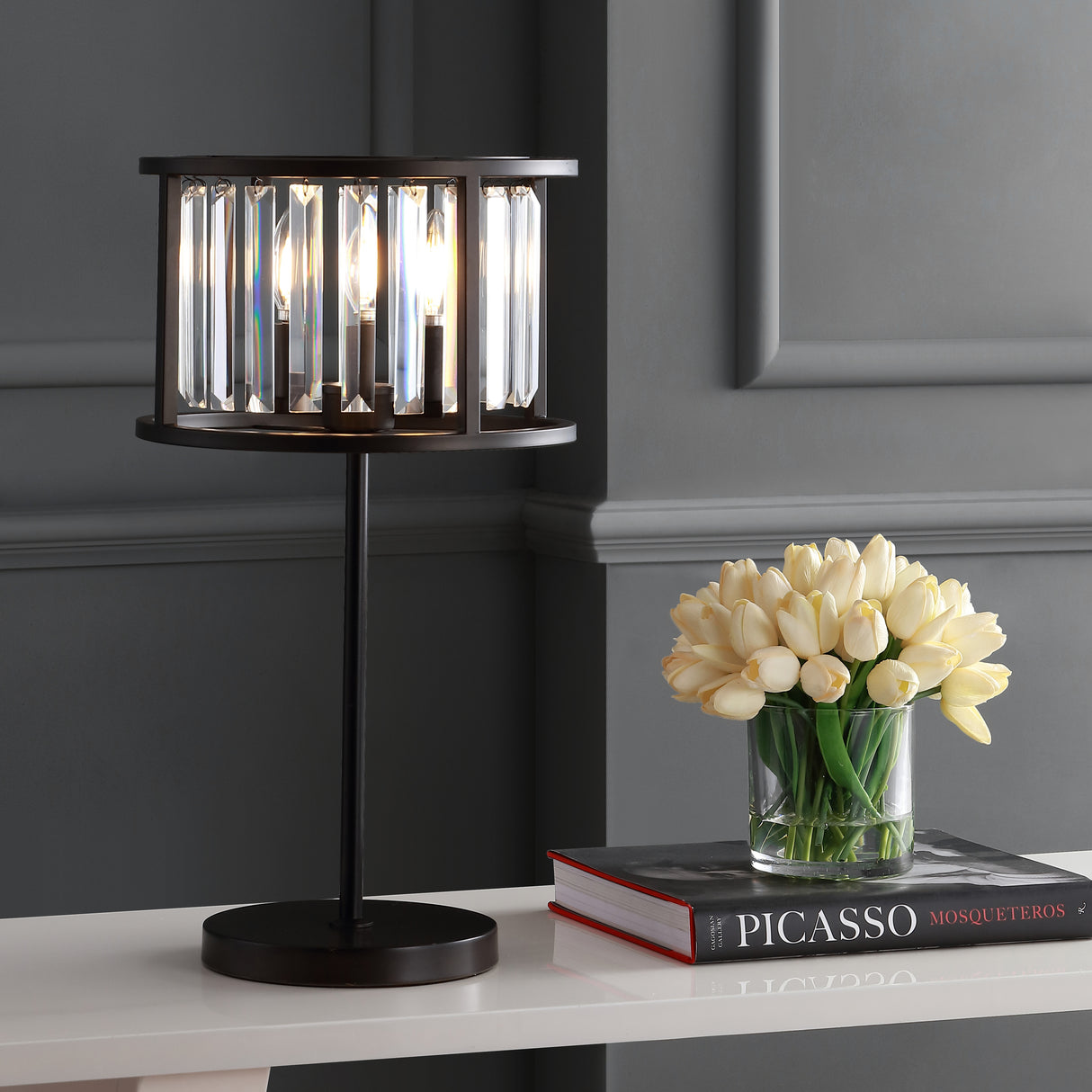 Bevin Metal/Crystal LED Table Lamp
