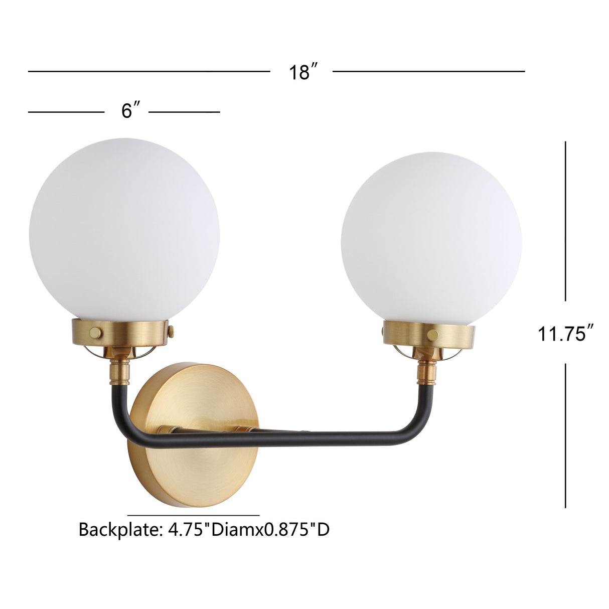 Caleb 2-Light Contemporary Transitional Iron/Glass LED Vanity Light