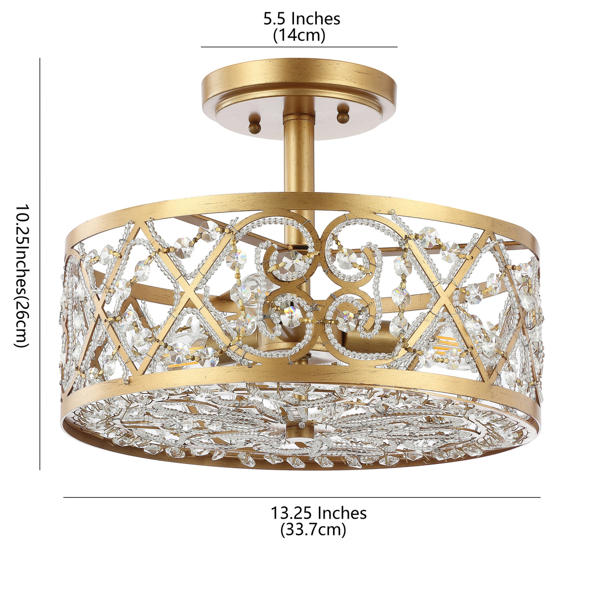 Leila Iron/Crystal Modern Glam LED Flush Mount