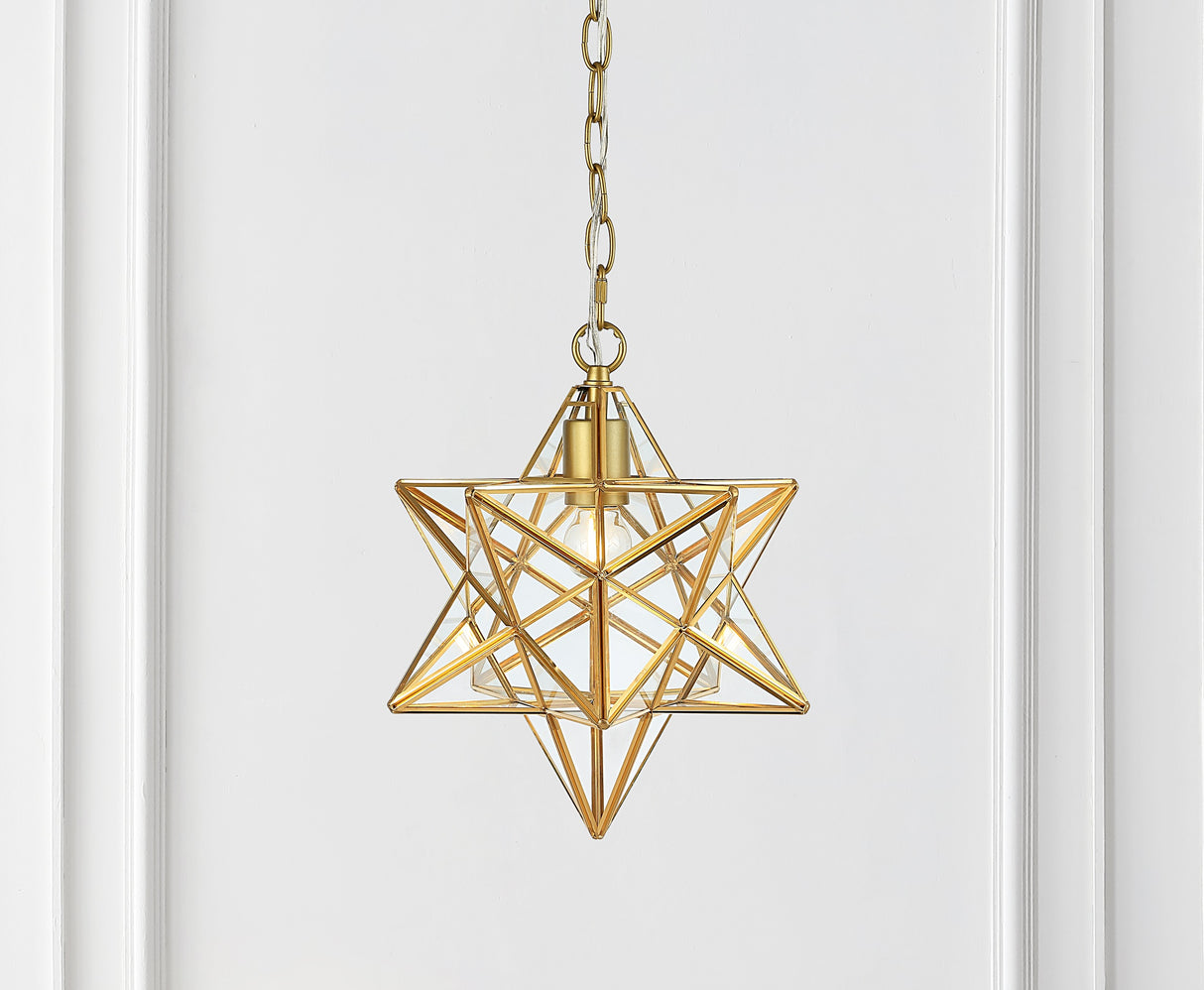 Stella Moravian Star Metal/Clear Glass LED Pendant