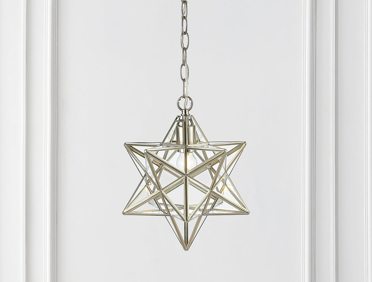 Stella Moravian Star Metal/Clear Glass LED Pendant