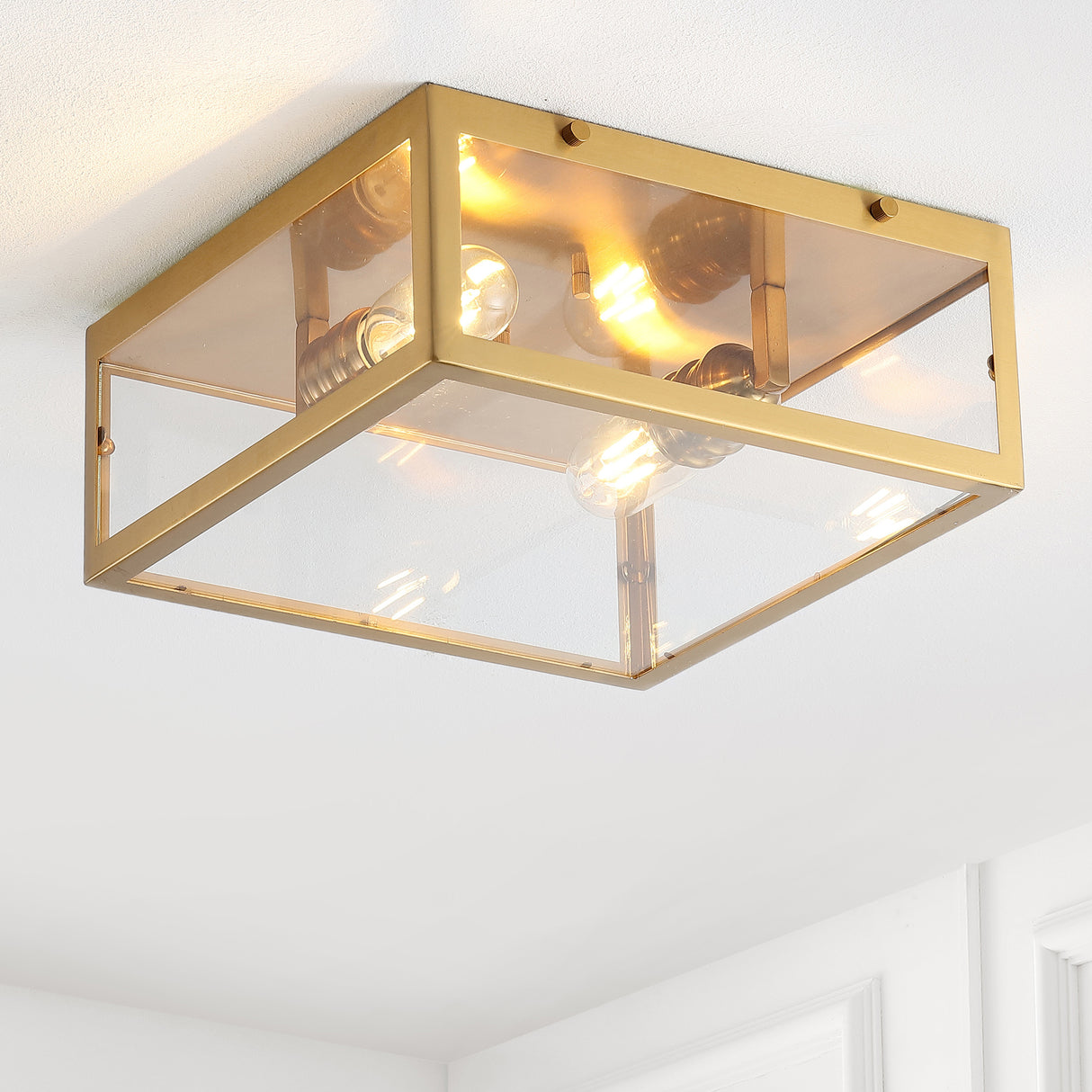 Grayson 2-Light Bohemian Farmhouse Iron/Glass LED Flush Mount