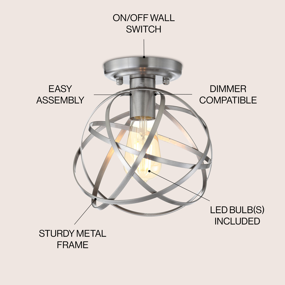 Alba Metal Orb LED Flush Mount