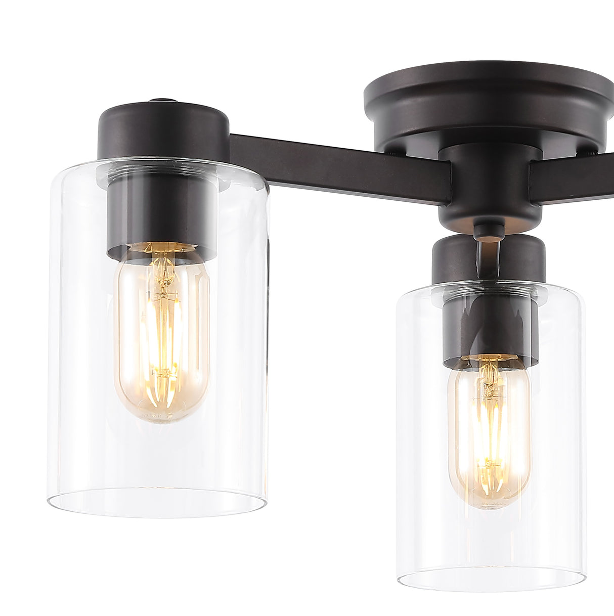 Orville 3-Light Farmhouse Industrial Iron Cylinder LED Semi Flush Mount