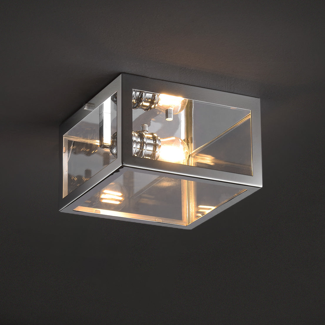 Eleanor 1-Light Farmhouse Industrial Square Iron/Glass Case LED Flush Mount