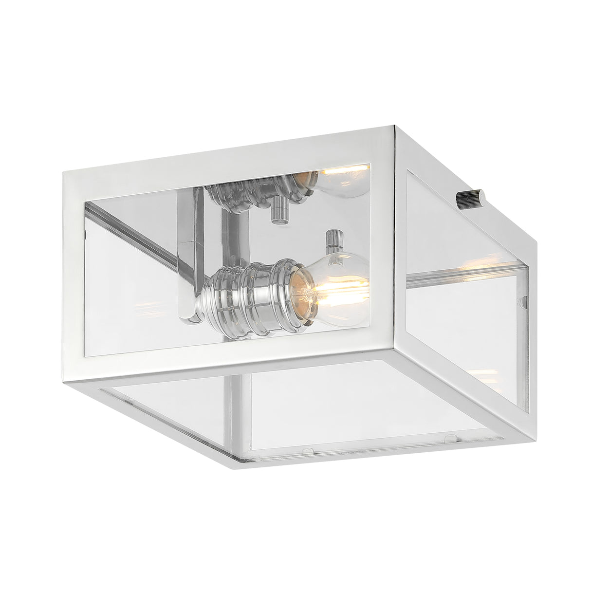 Eleanor 1-Light Farmhouse Industrial Square Iron/Glass Case LED Flush Mount