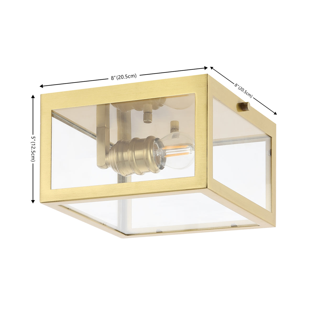 Eleanor 1-Light Farmhouse Industrial Square Iron/Glass Case LED Flush Mount