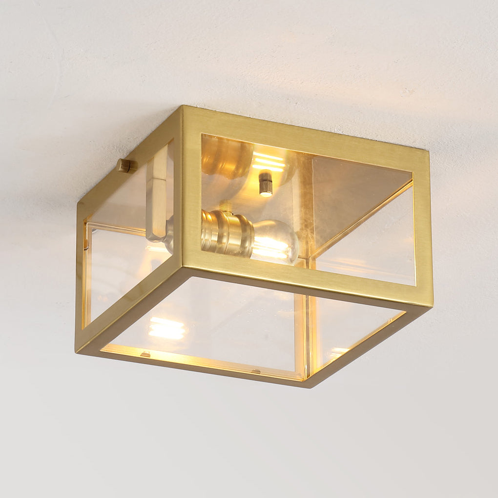 Eleanor 1-Light Farmhouse Industrial Square Iron/Glass Case LED Flush Mount