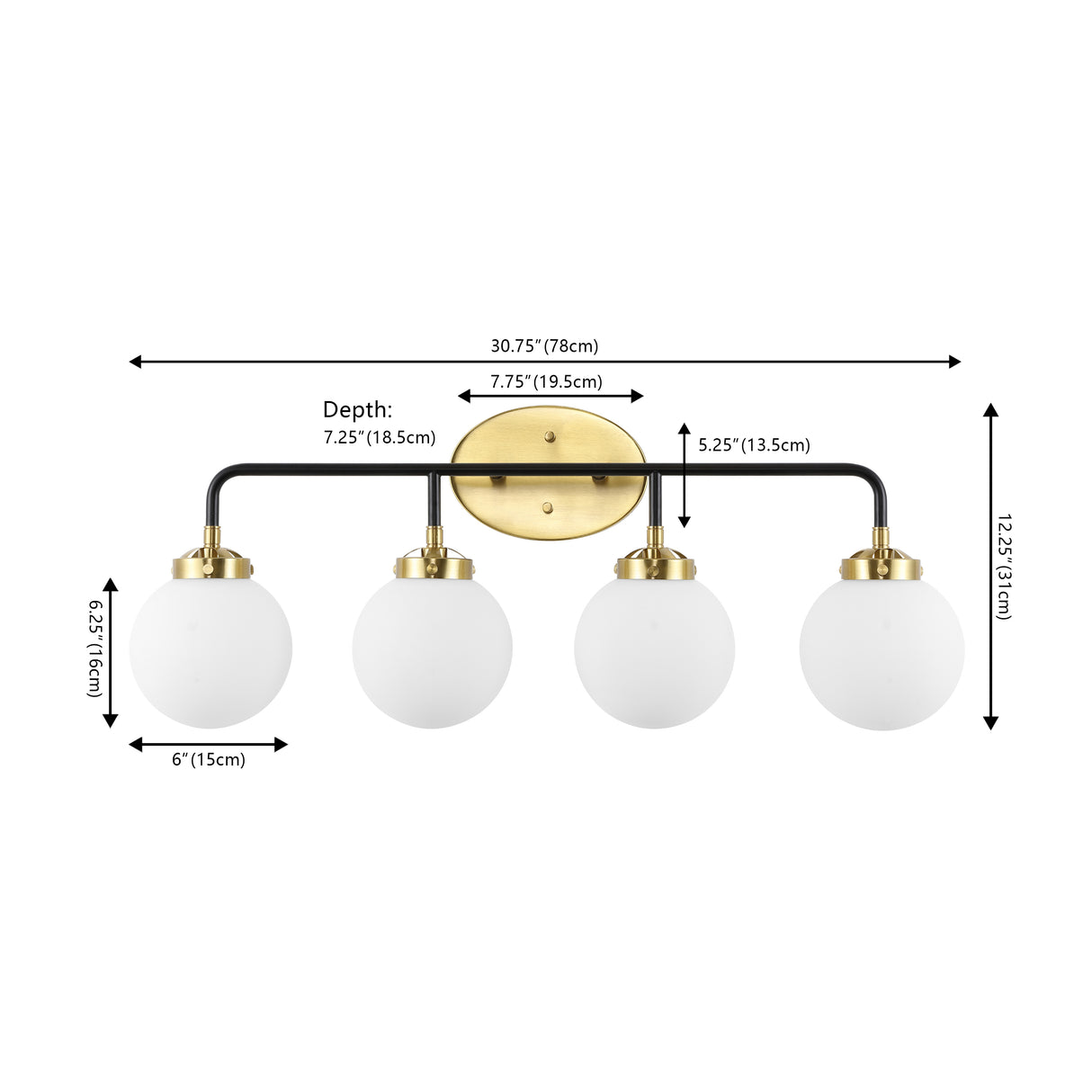 Caleb 4-Light Contemporary Transitional Iron/Glass LED Vanity Light