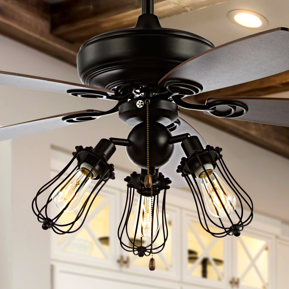 Lucas-Caged-3-Light-Metal/Wood-LED-Ceiling-Fan-Ceiling-Fans