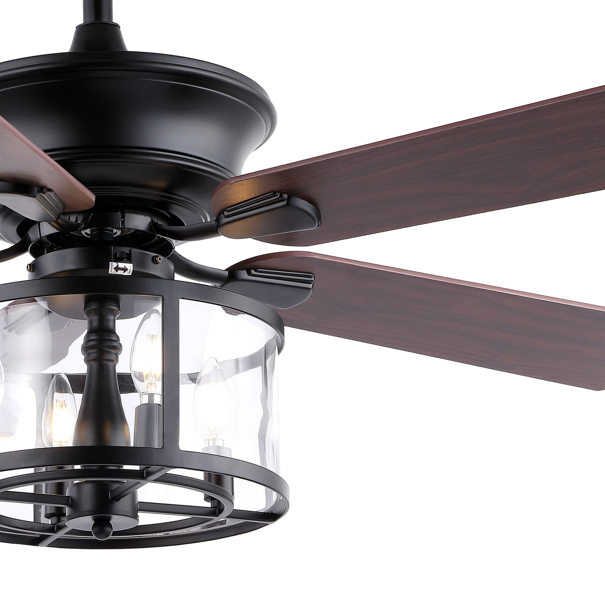 Braxton 4-Light Farmhouse Industrial Iron Drum Shade LED Ceiling Fan With Remote