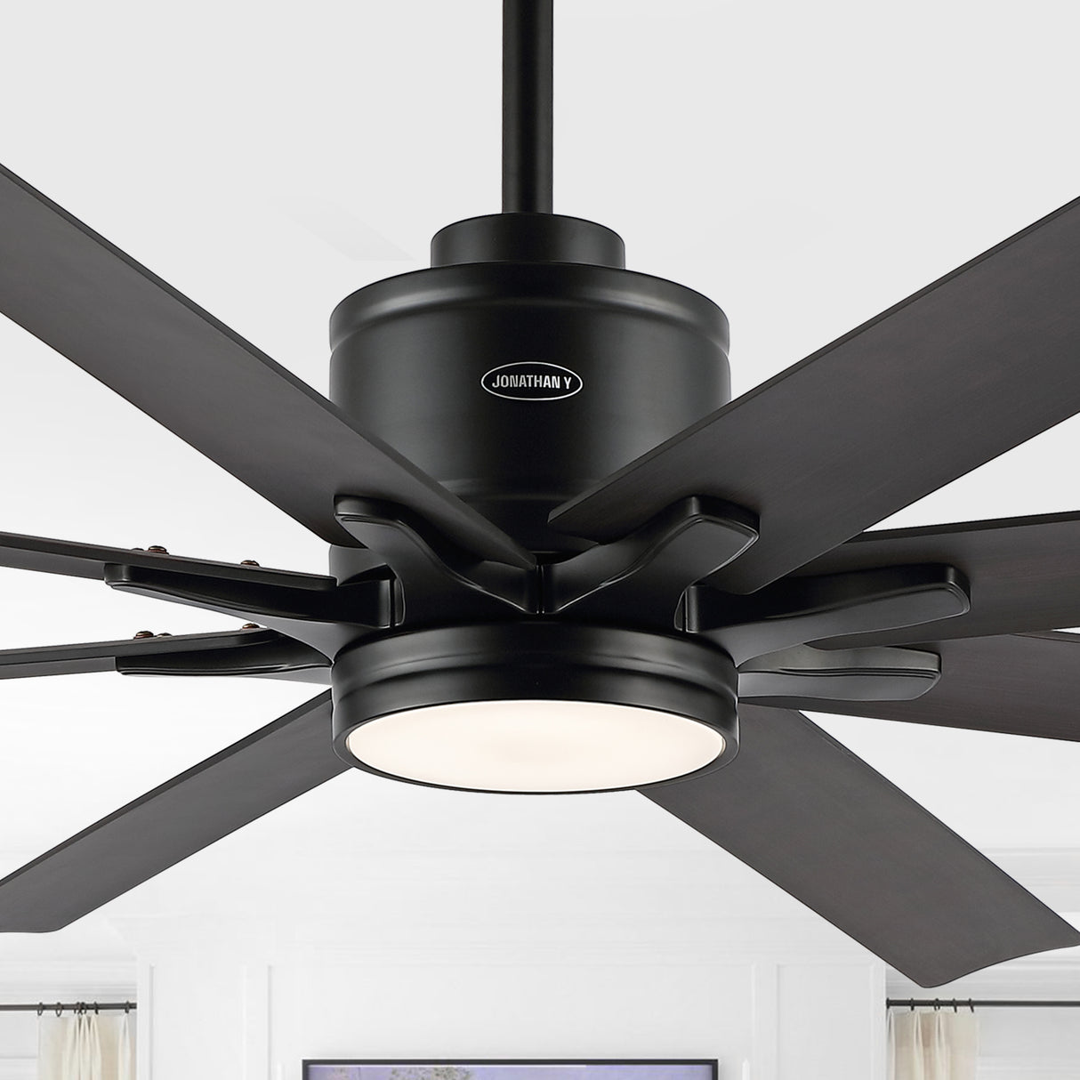 Octo 1-Light Contemporary Industrial Iron/Plastic Mobile-App/Remote-Controlled 6-Speed Ceiling Fan with Integrated LED Light
