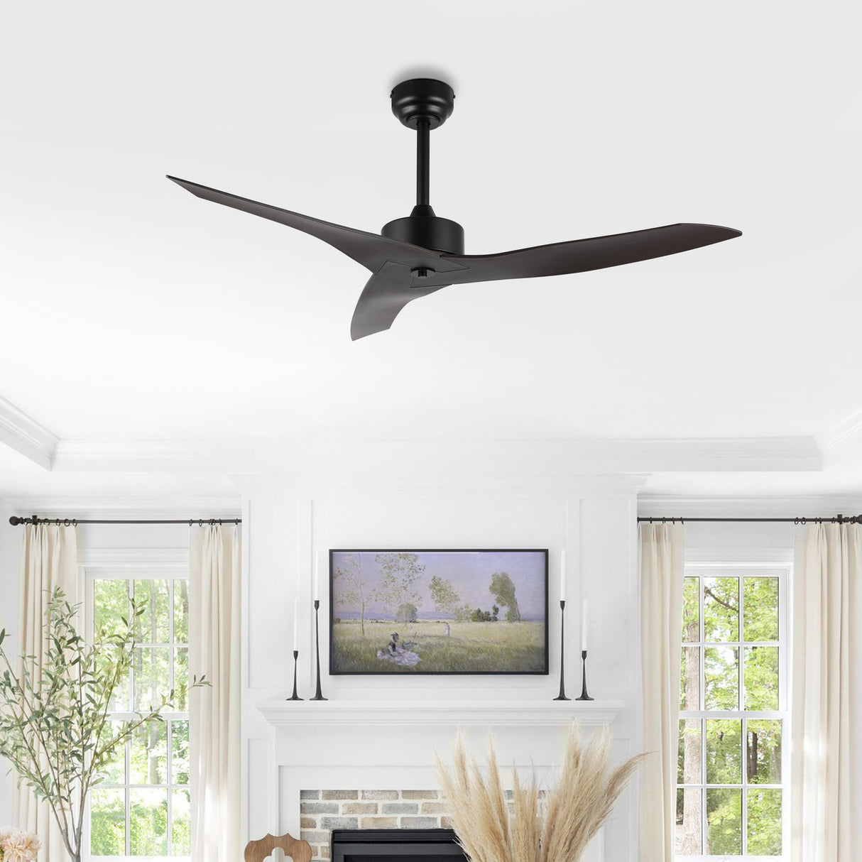 Aldrin Modern Minimalist Iron/Plastic Mobile-App/Remote-Controlled 6-Speed Razor Ceiling Fan