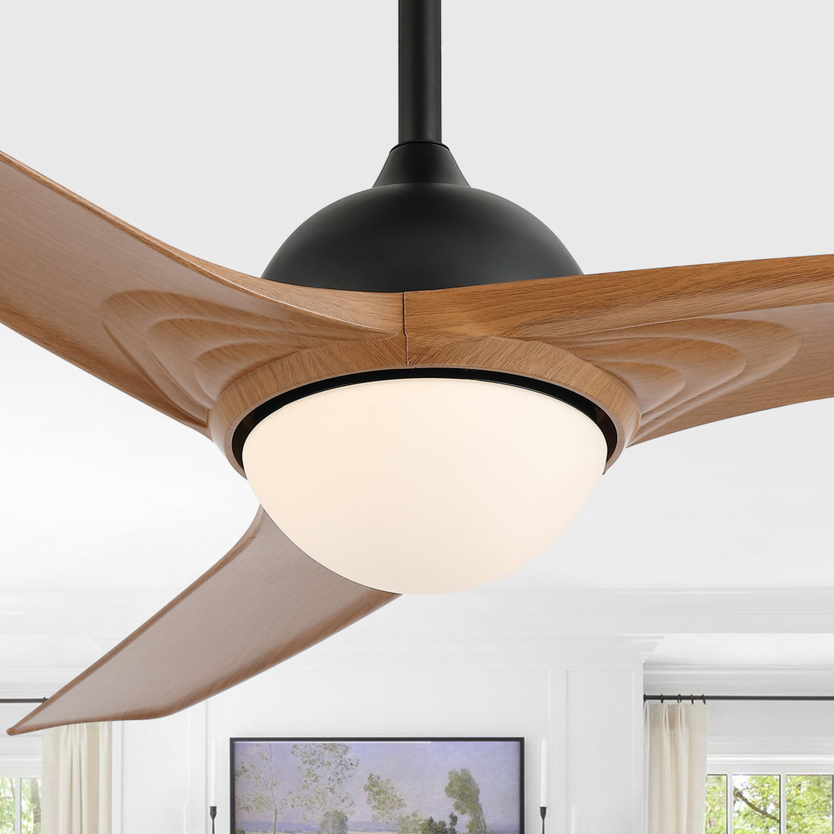 Sully 1-Light Contemporary Industrial Iron/Plastic Mobile-App/Remote-Controlled 6-Speed Propeller Integrated LED Ceiling Fan