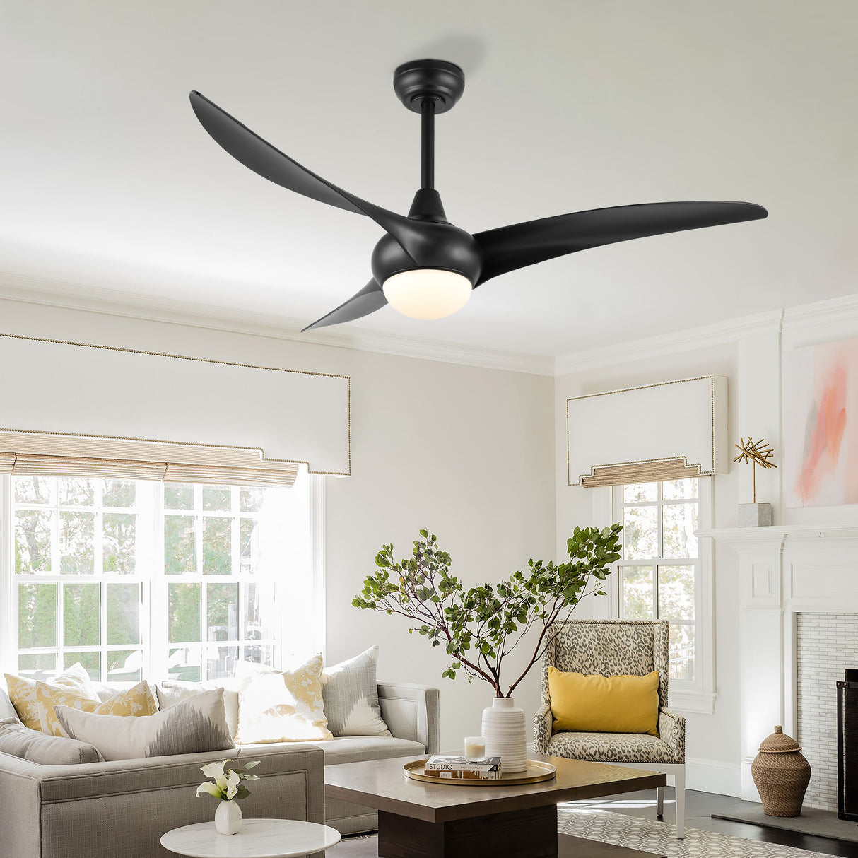 Aviator 1-Light Coastal Vintage Iron/Plastic Mobile-App/Remote-Controlled 6-Speed Retro Swirl Integrated LED Ceiling Fan