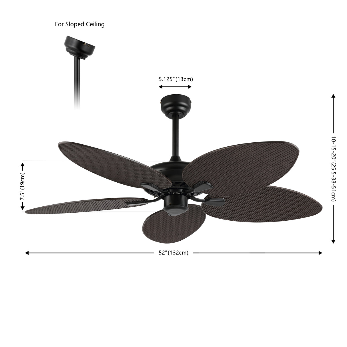Raffles Bohemian Industrial Iron/Plastic Mobile-App/Remote-Controlled 6-Speed Palm Blade Ceiling Fan