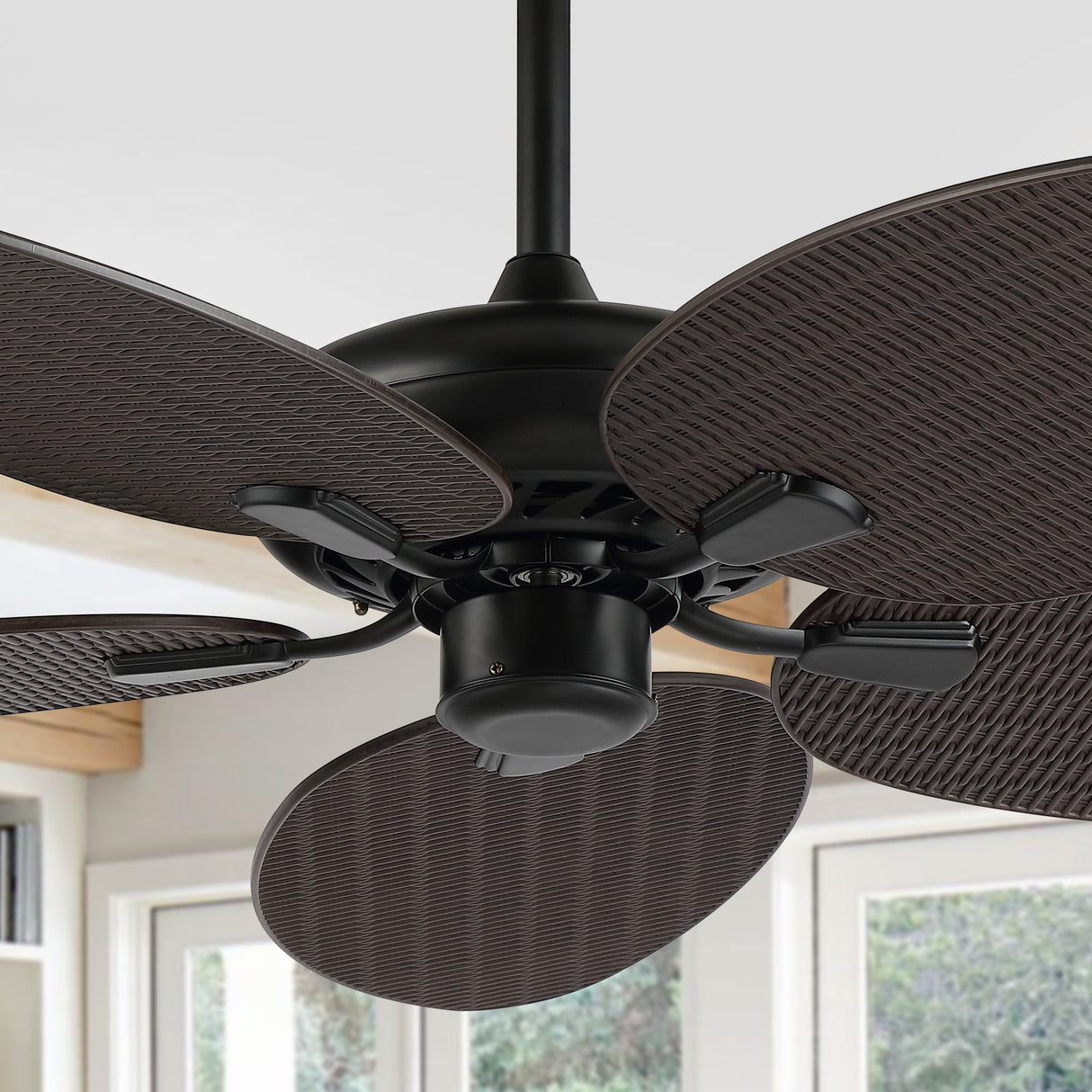 Raffles Bohemian Industrial Iron/Plastic Mobile-App/Remote-Controlled 6-Speed Palm Blade Ceiling Fan