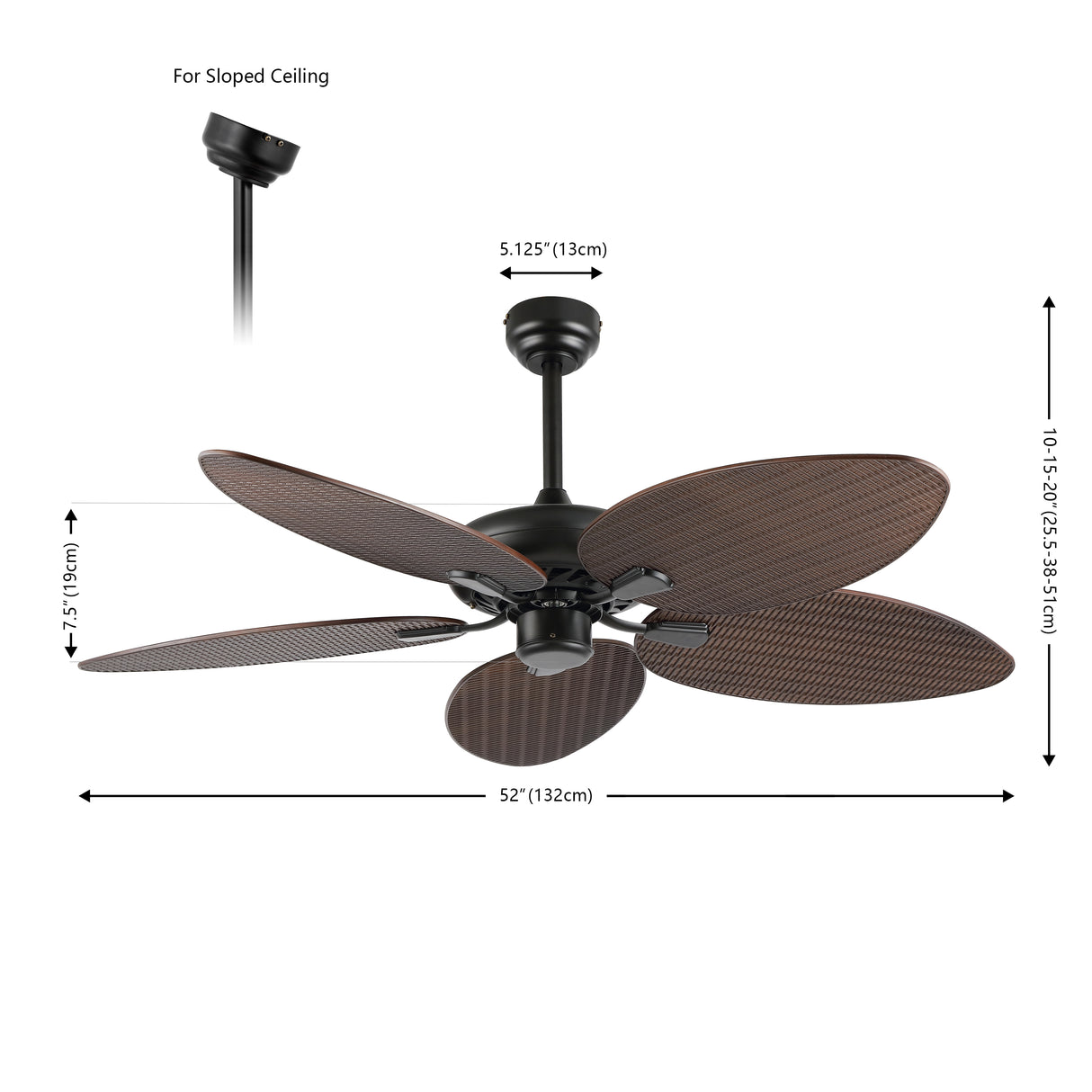Raffles Bohemian Industrial Iron/Plastic Mobile-App/Remote-Controlled 6-Speed Palm Blade Ceiling Fan