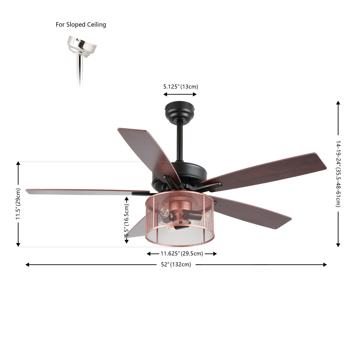Max 3-Light Farmhouse Industrial Iron/Wood Mobile-App/Remote-Controlled LED Ceiling Fan