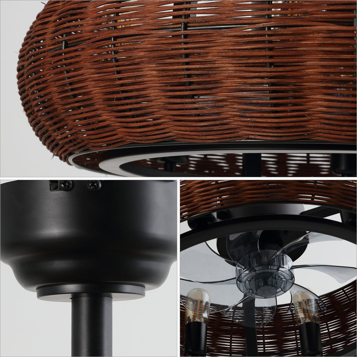 Cassidy 6-Light LED Metal Rattan Ceiling Fan with Remote