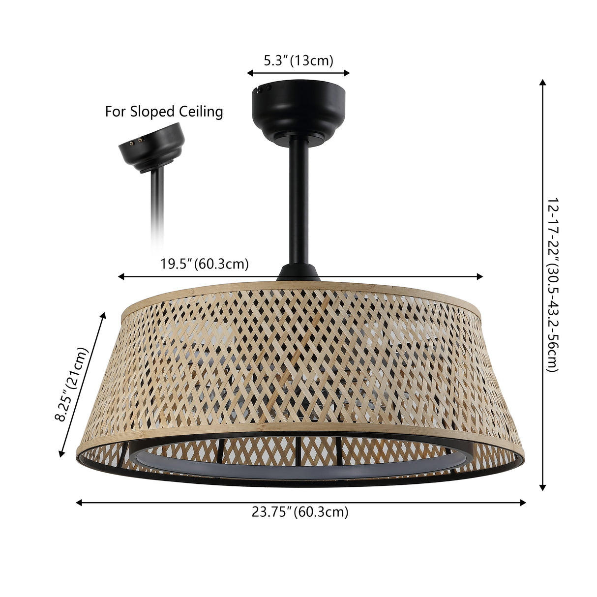 Cressida LED Ceiling Fan with Metal Frame and Bamboo Shade