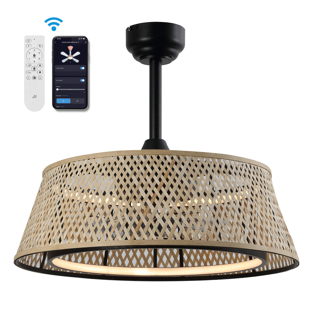 Cressida LED Ceiling Fan with Metal Frame and Bamboo Shade