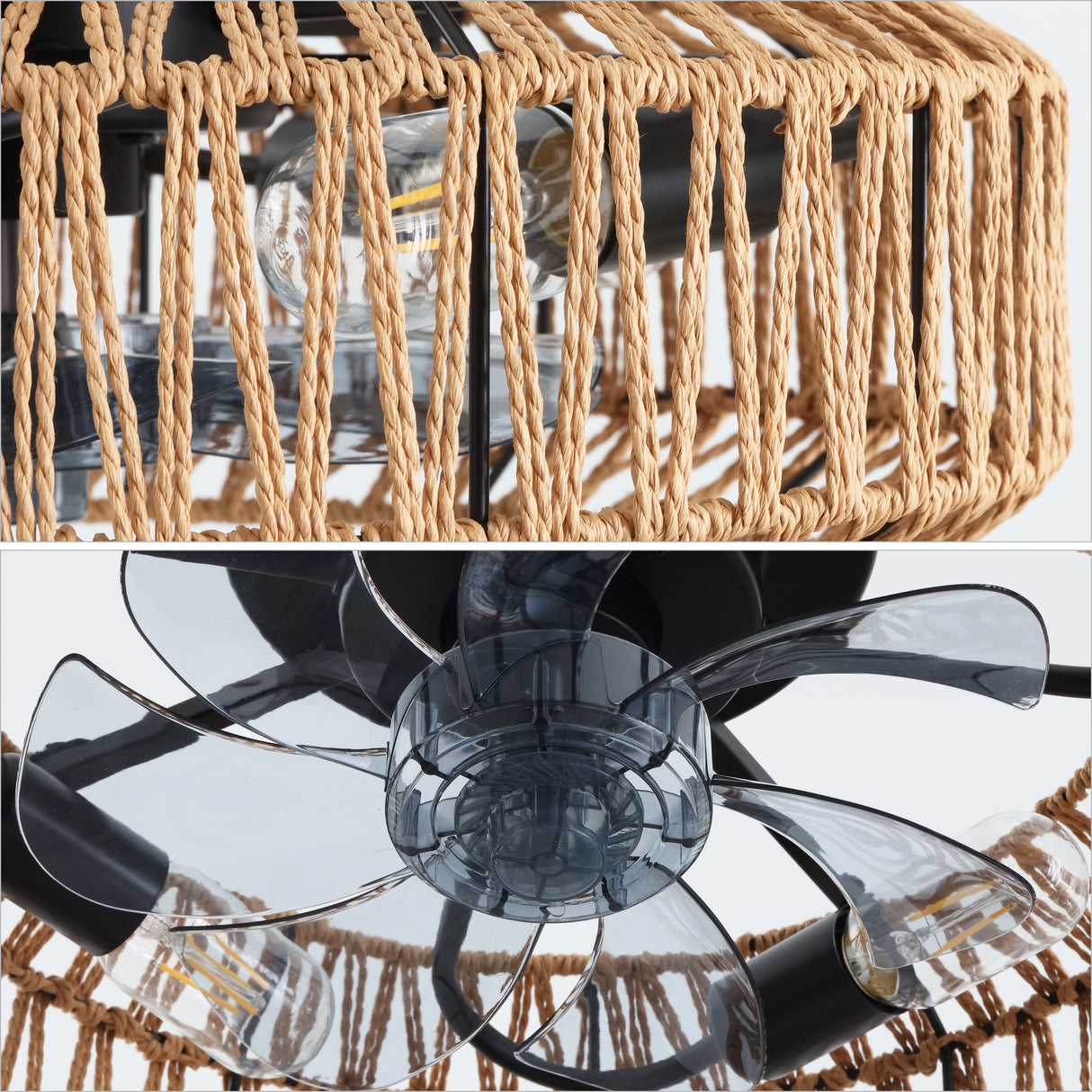 Rowan 4-Light Concealed-Blade Bohemian Ceiling Fan