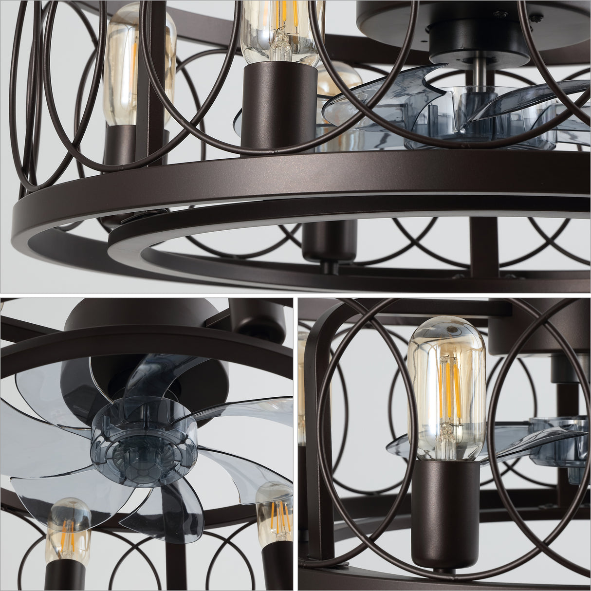 Celeste 6-Light Industrial LED Ceiling Fan with Metal Frame and Remote Control