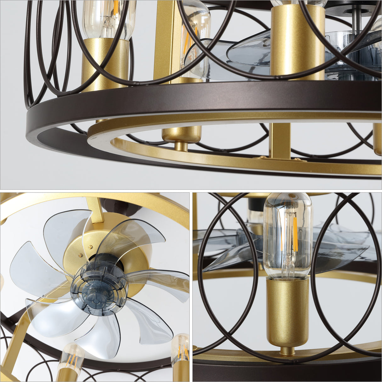 Celeste 6-Light Industrial LED Ceiling Fan with Metal Frame and Remote Control