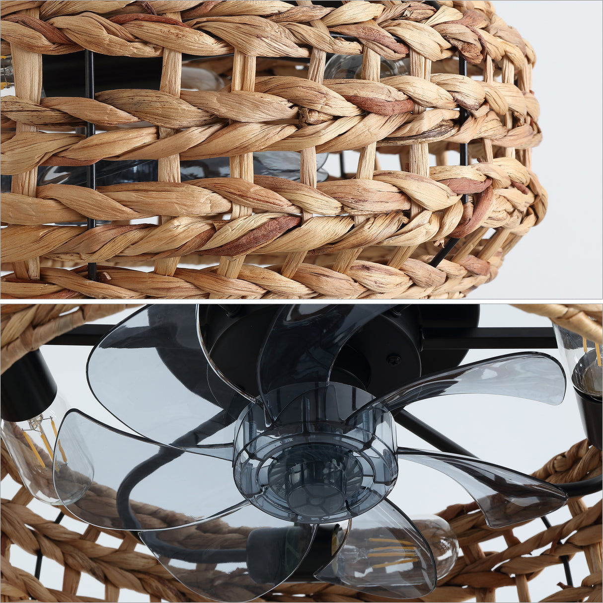 Archer 4-Light Coastal LED Ceiling Fan Metal Seagrass with Remote