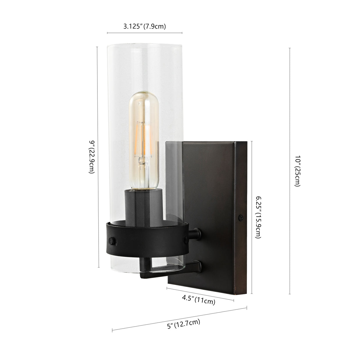 Harper 1-Light Modern Farmhouse Iron/Glass LED Sconce
