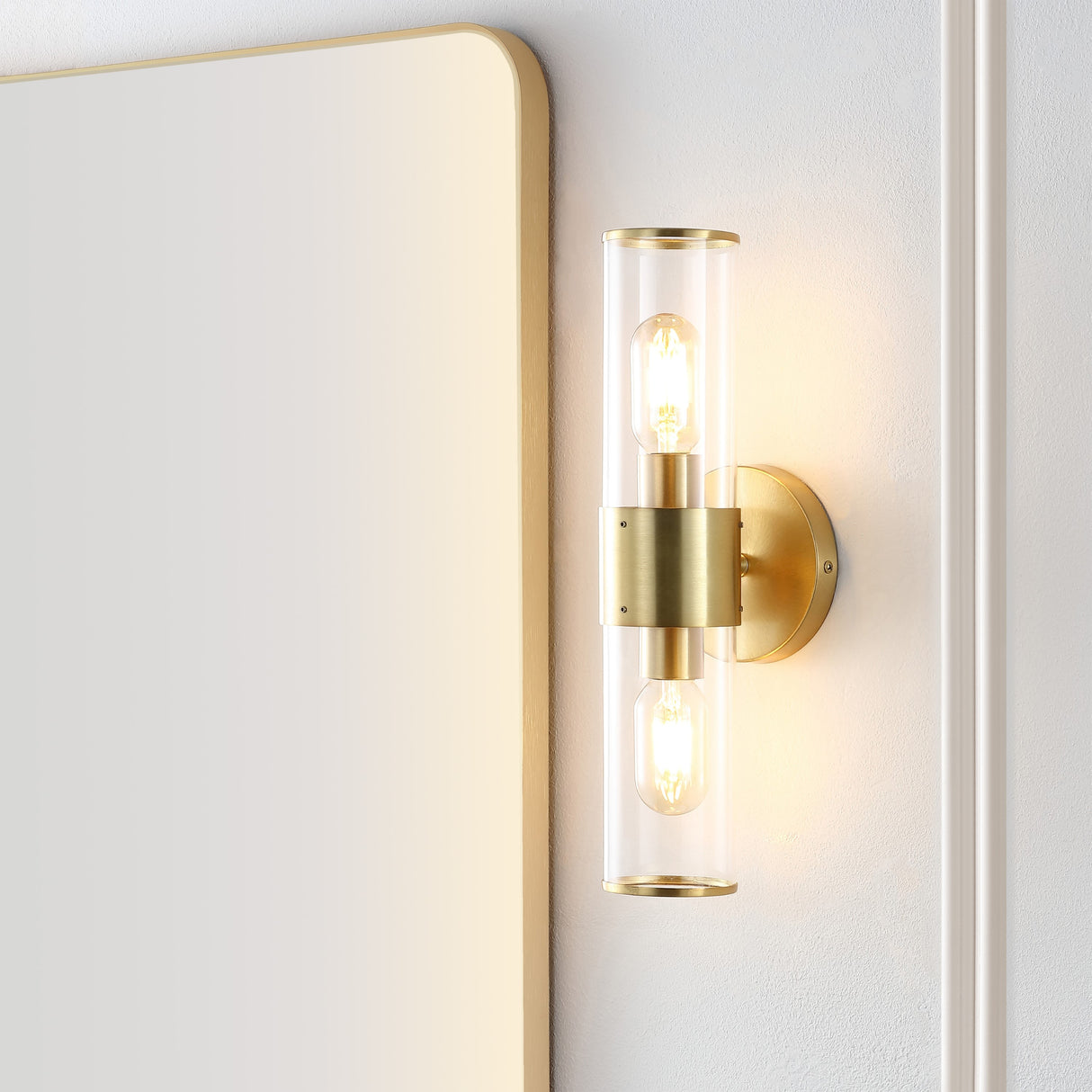 Quinn 2-Light Mid-Century Modern Iron/Acrylic LED Sconce