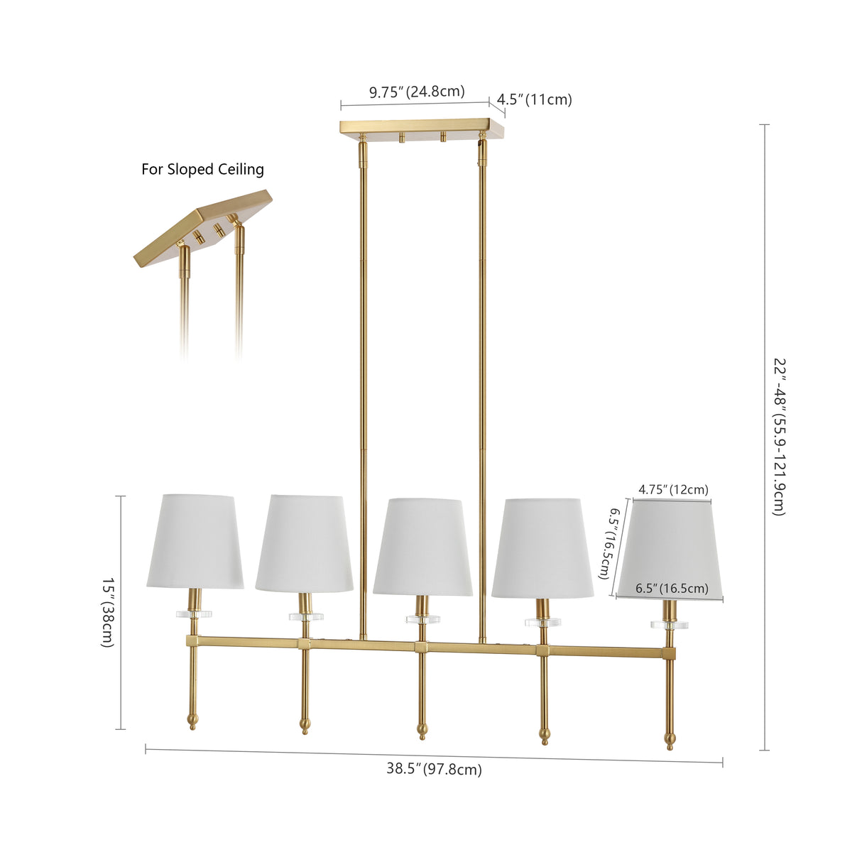 Sophie 5-Light Modern Midcentury Iron Linear LED Pendant